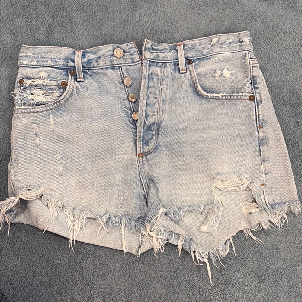 AGGoldeDistressed Denim High-Waisted Shorts